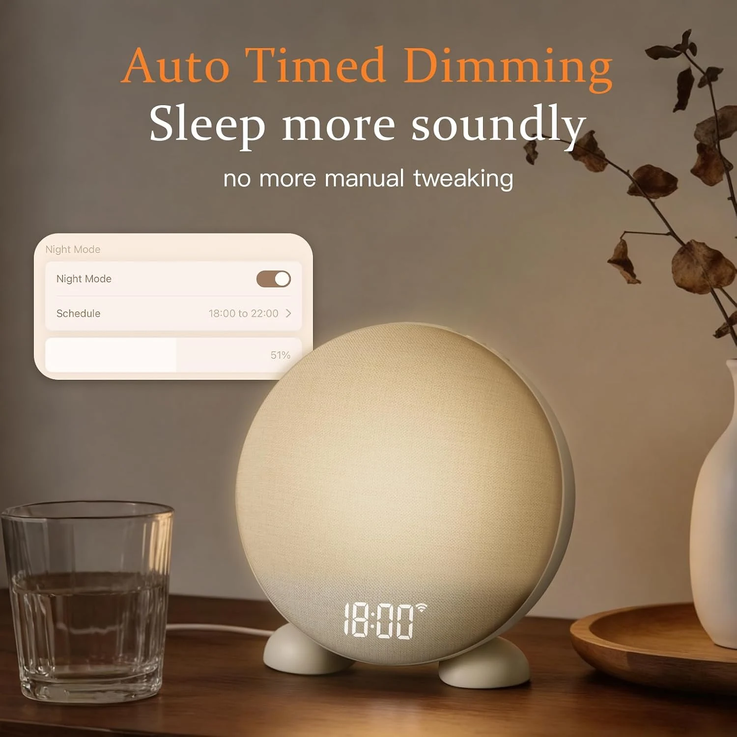 Exact ANJANK GlowRise smart sunrise alarm clock with its app routine controls