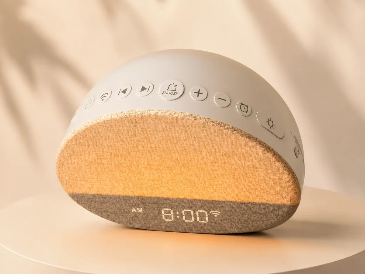 Dreamegg Sunrise 1 angled fabric wake-up light and sound machine