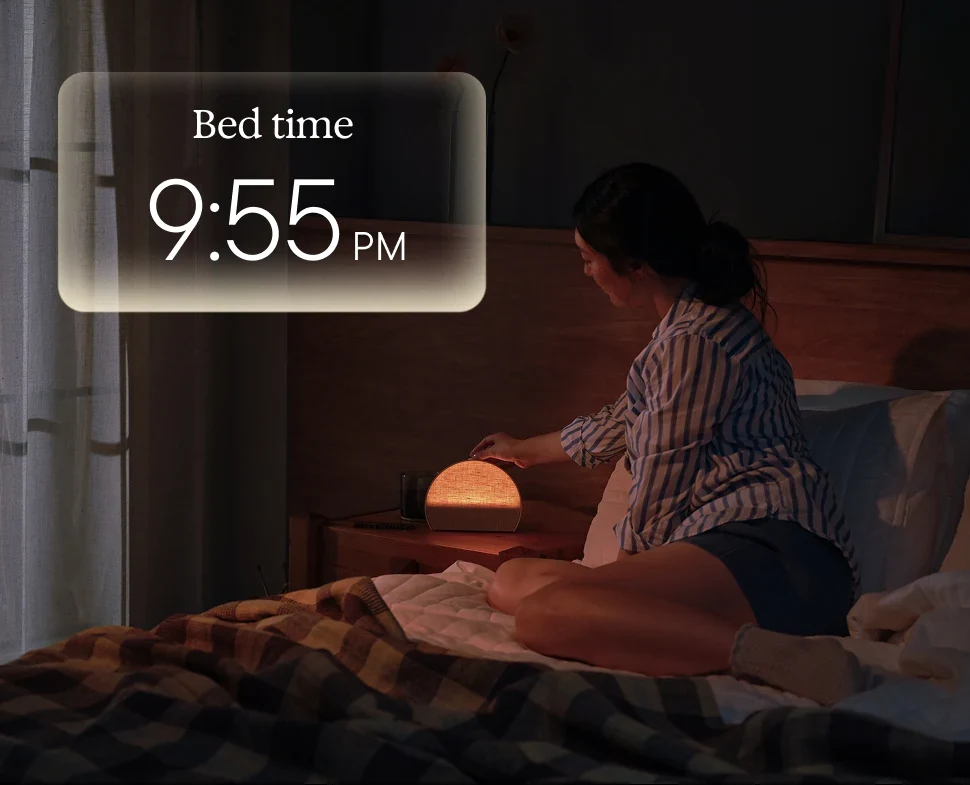 Exact Hatch Sleep Clock in a bedside sleep and wake routine