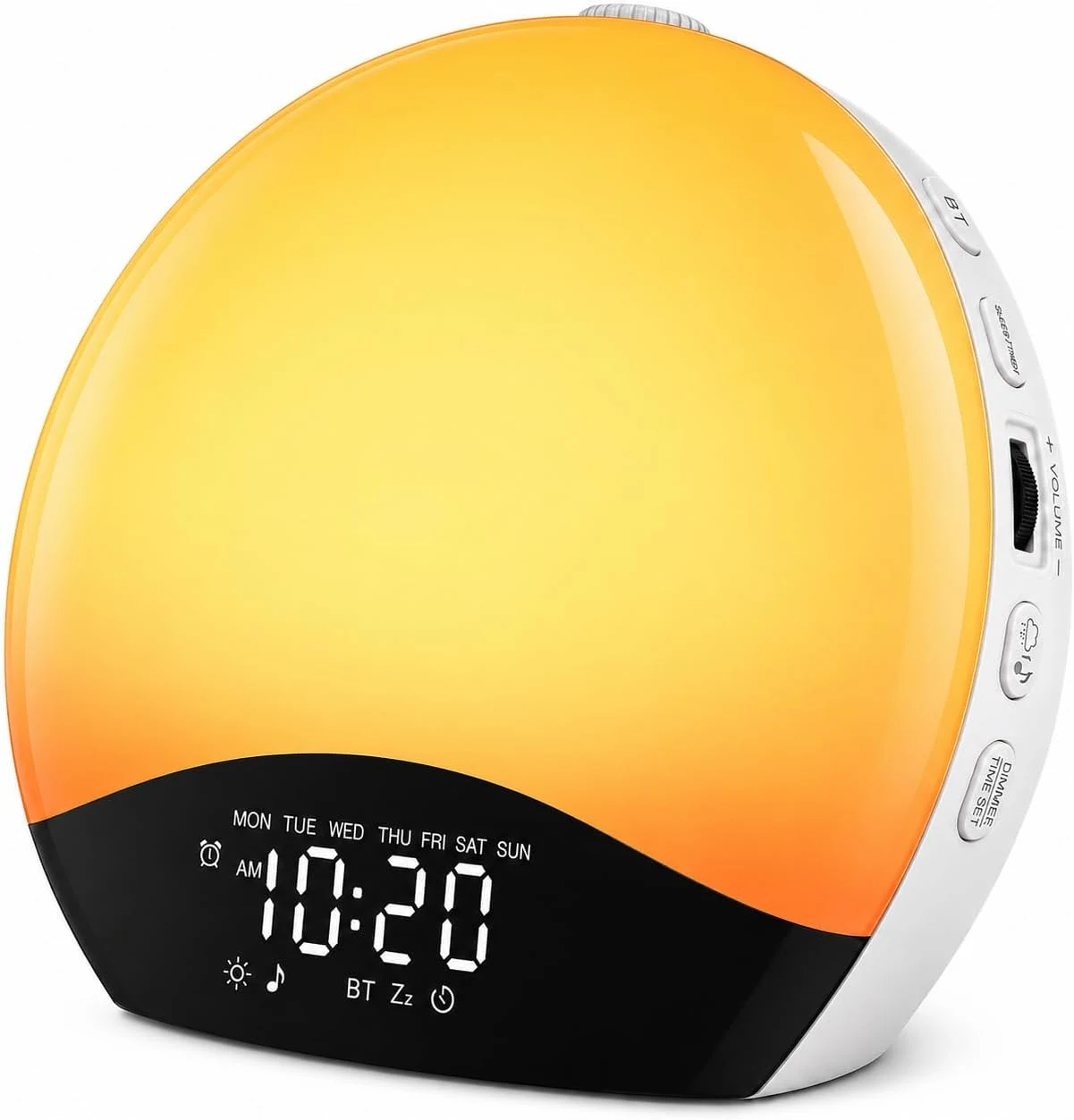 JALL K6 sunrise alarm clock in the Black and White finish with amber wake light